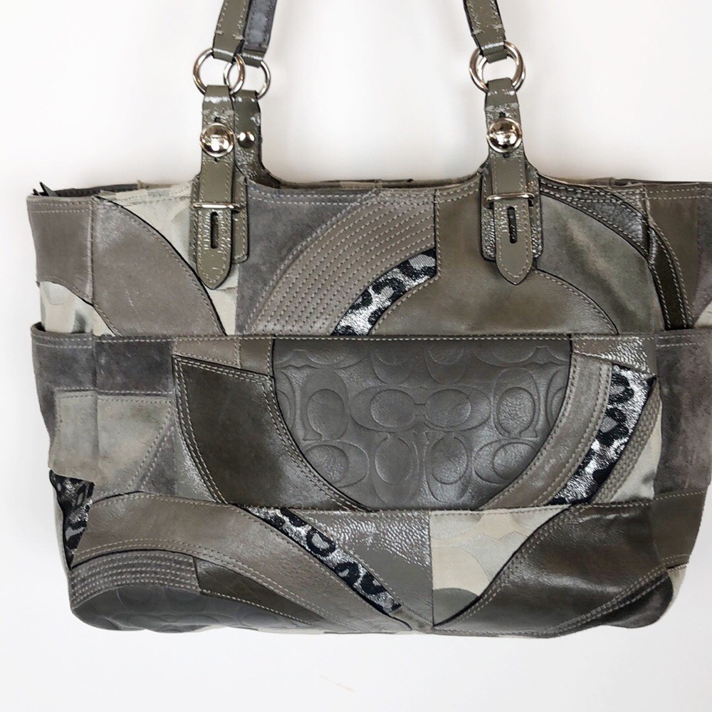Coach Pieced Patchwork Leather Suede Shoulder Bag - image 2